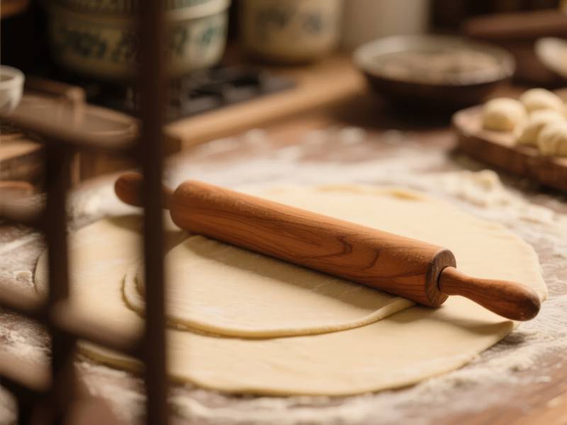 擀面杖与面团图片