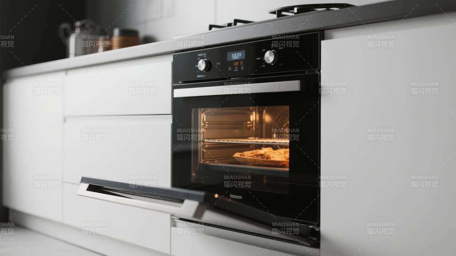 现代厨房烤箱特写图片