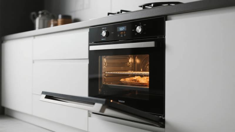 现代厨房烤箱特写图片