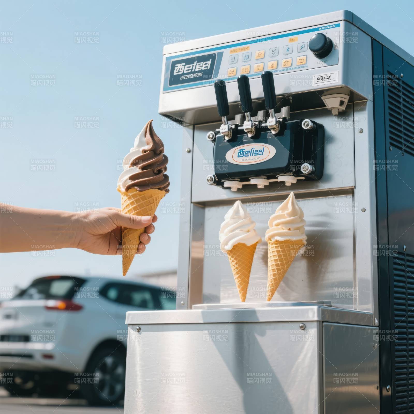 冰淇淋机出餐瞬间图片