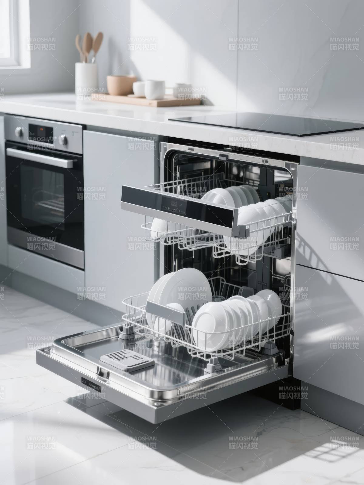 现代厨房洗碗机图片