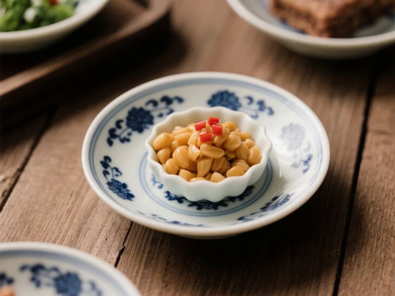 豆类小菜 点缀红椒图片