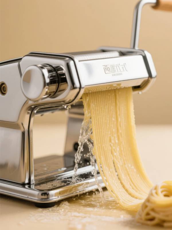 面条机挤出新鲜面条图片