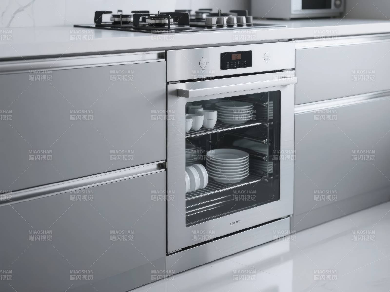 现代厨房烤箱特写图片