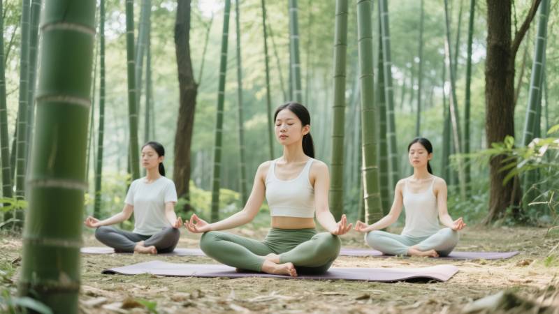 竹林瑜伽静心养性图片