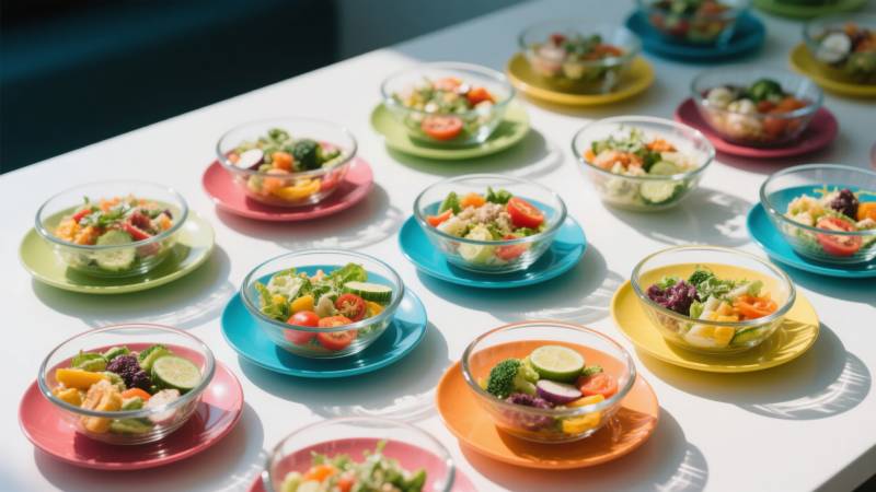 色彩缤纷的沙拉拼盘图片