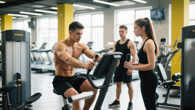 健身房内健身指导图片