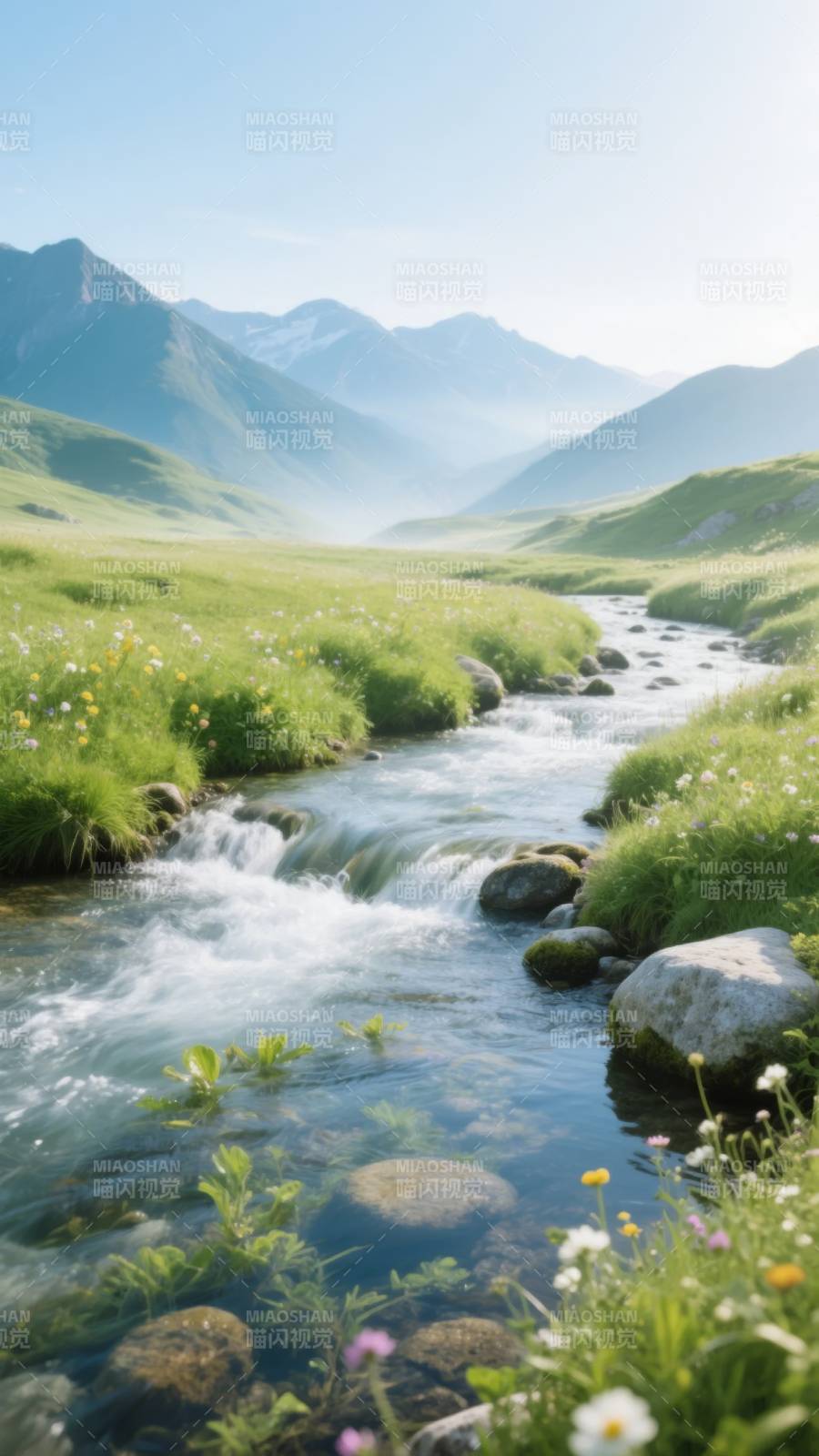 山间溪流美景图片