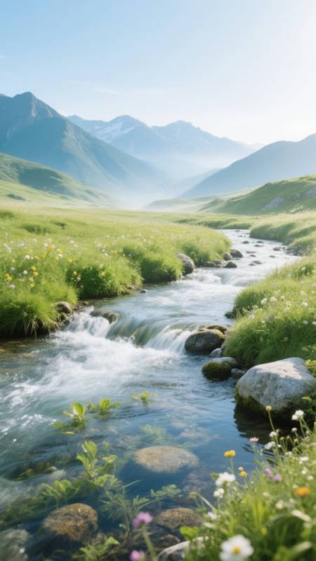 山间溪流美景图片