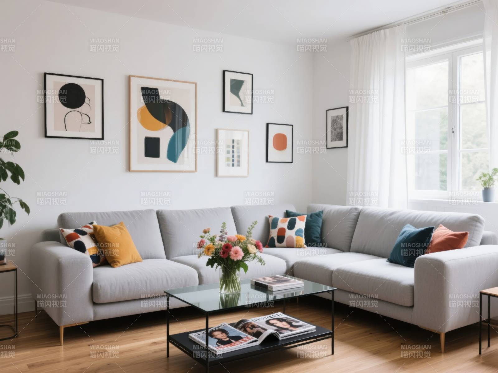 现代简约客厅布置图片