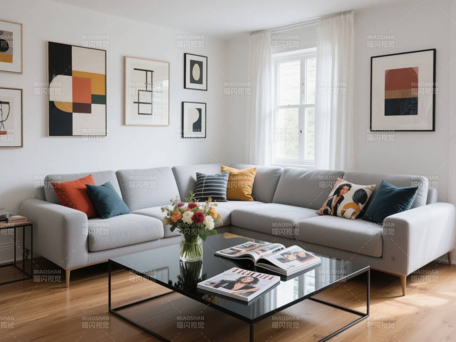 现代简约客厅布置图片