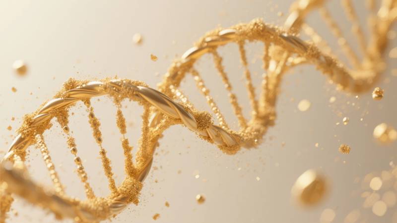 金色DNA螺旋结构图片