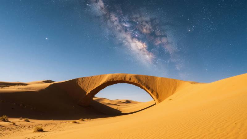 沙漠拱门星空图片