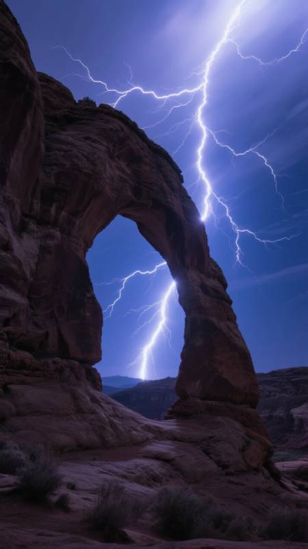 闪电穿拱门图片