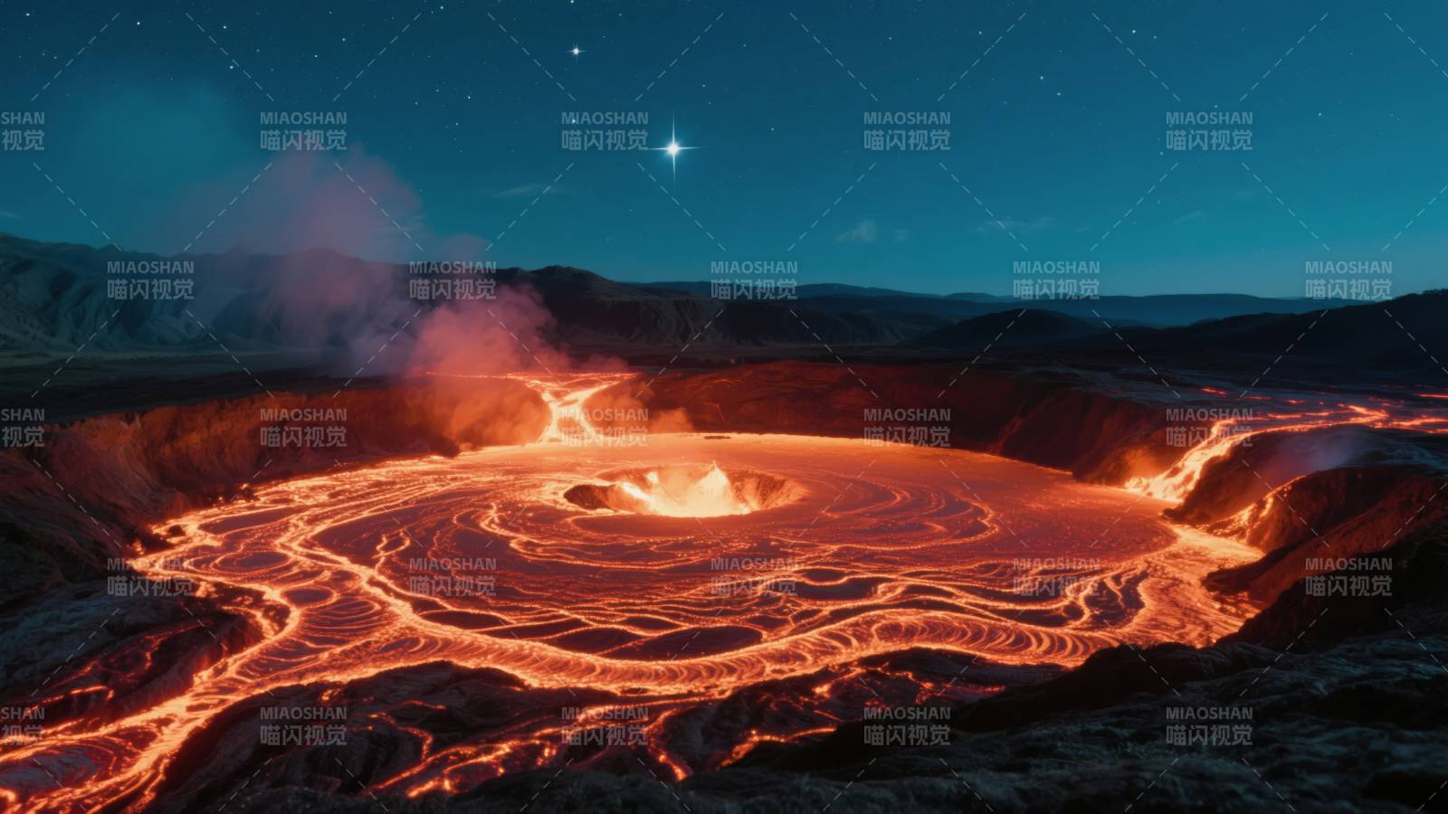 火山口夜景图片