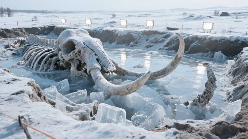 冰封猛犸象遗骸图片