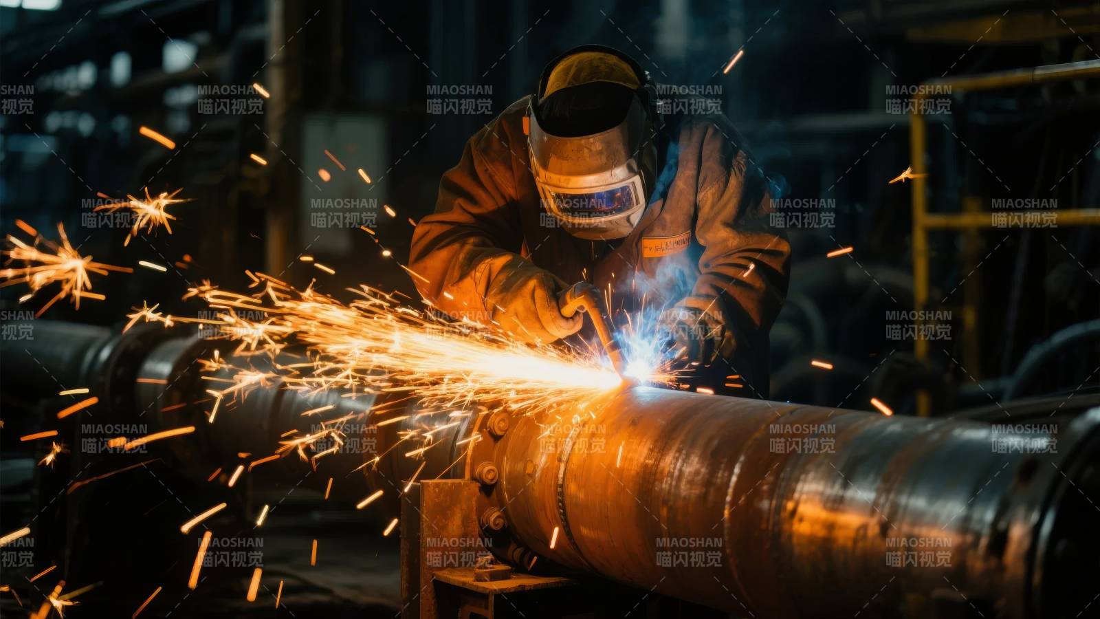 焊工作业 火花四溅图片