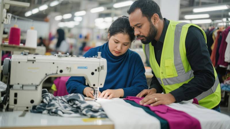 工厂缝纫协作场景图片