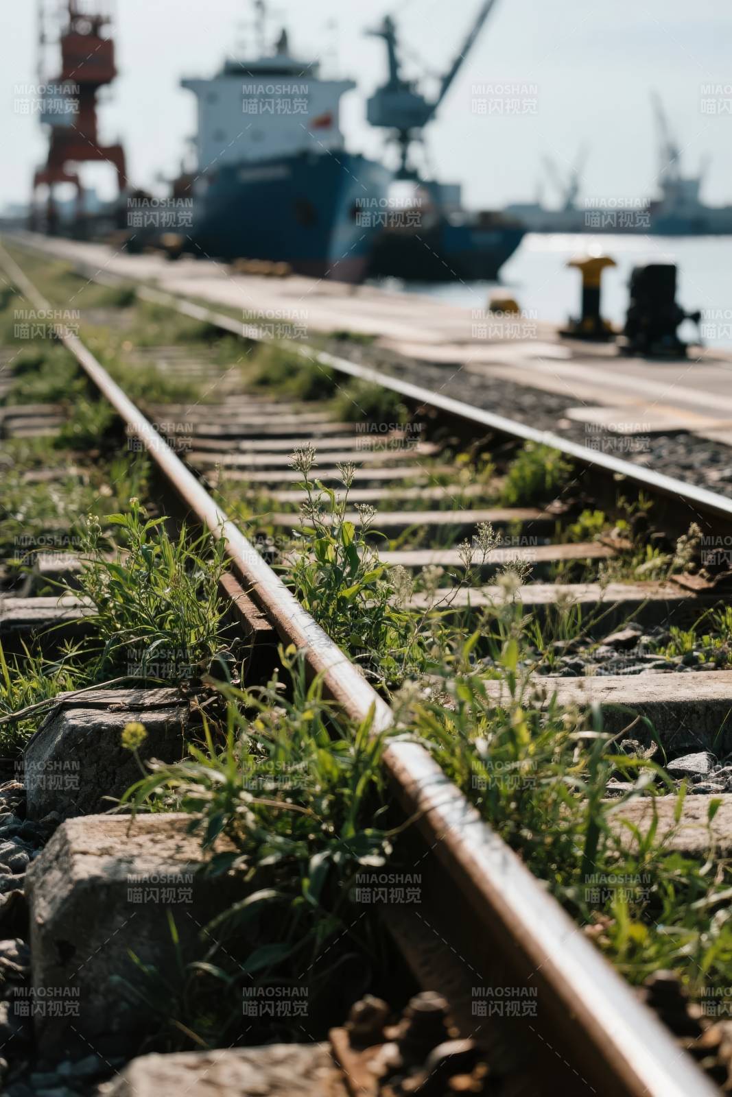 铁轨旁的绿意图片