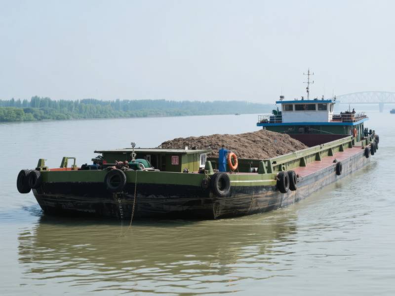 货船载煤航行中图片