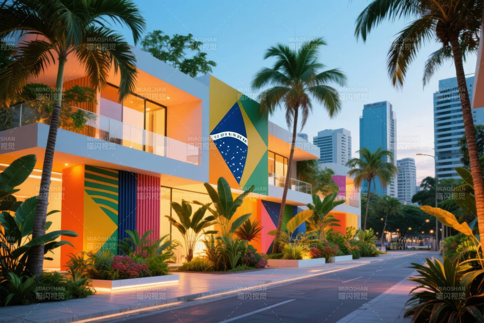 巴西风情建筑夜景图片