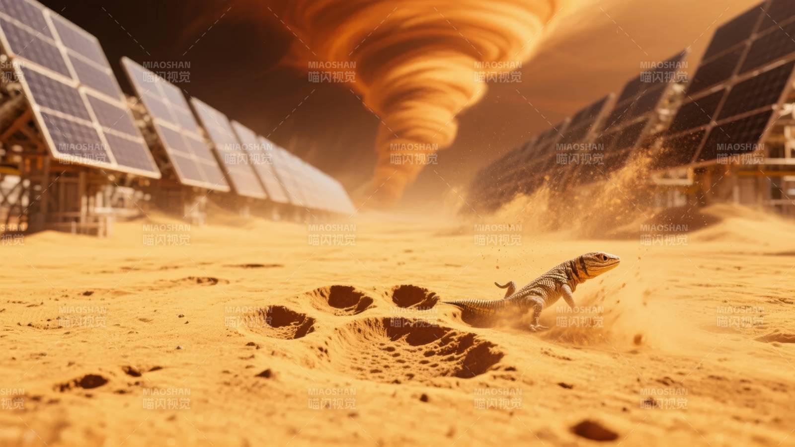 沙暴中的太阳能电站图片