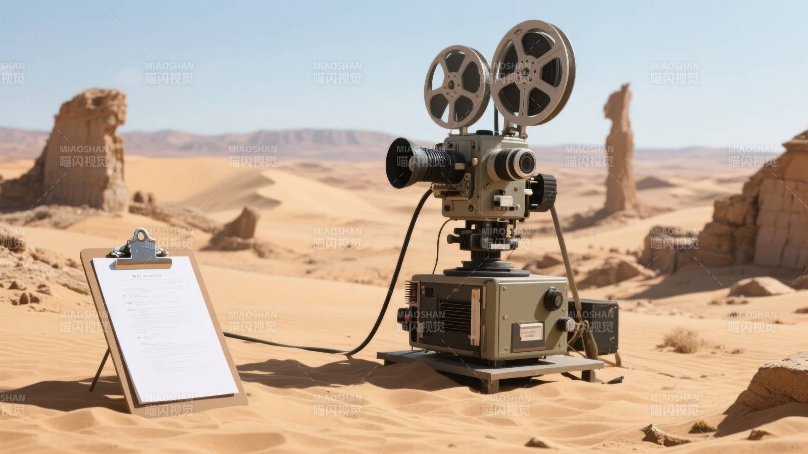 沙漠中的电影拍摄图片