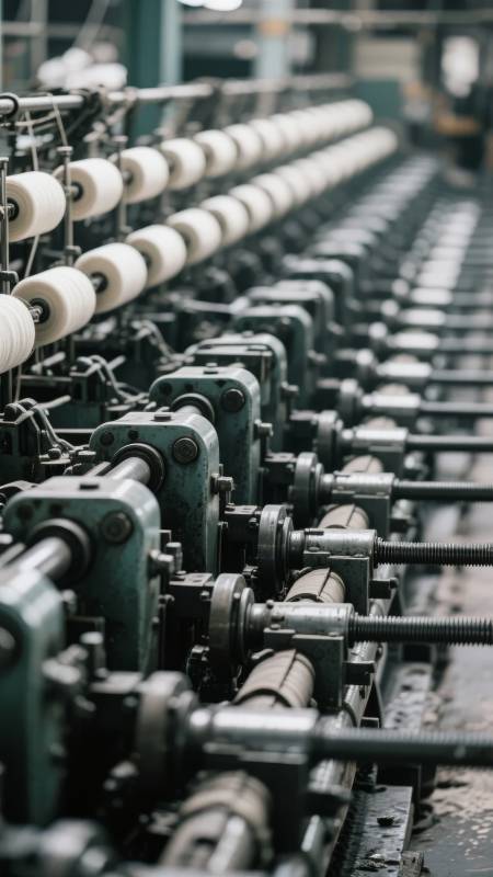 纺织车间纺纱机图片