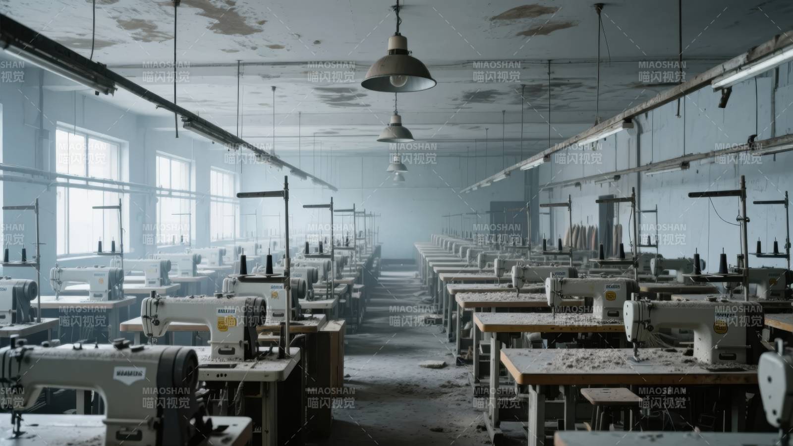 空旷的旧工厂车间图片