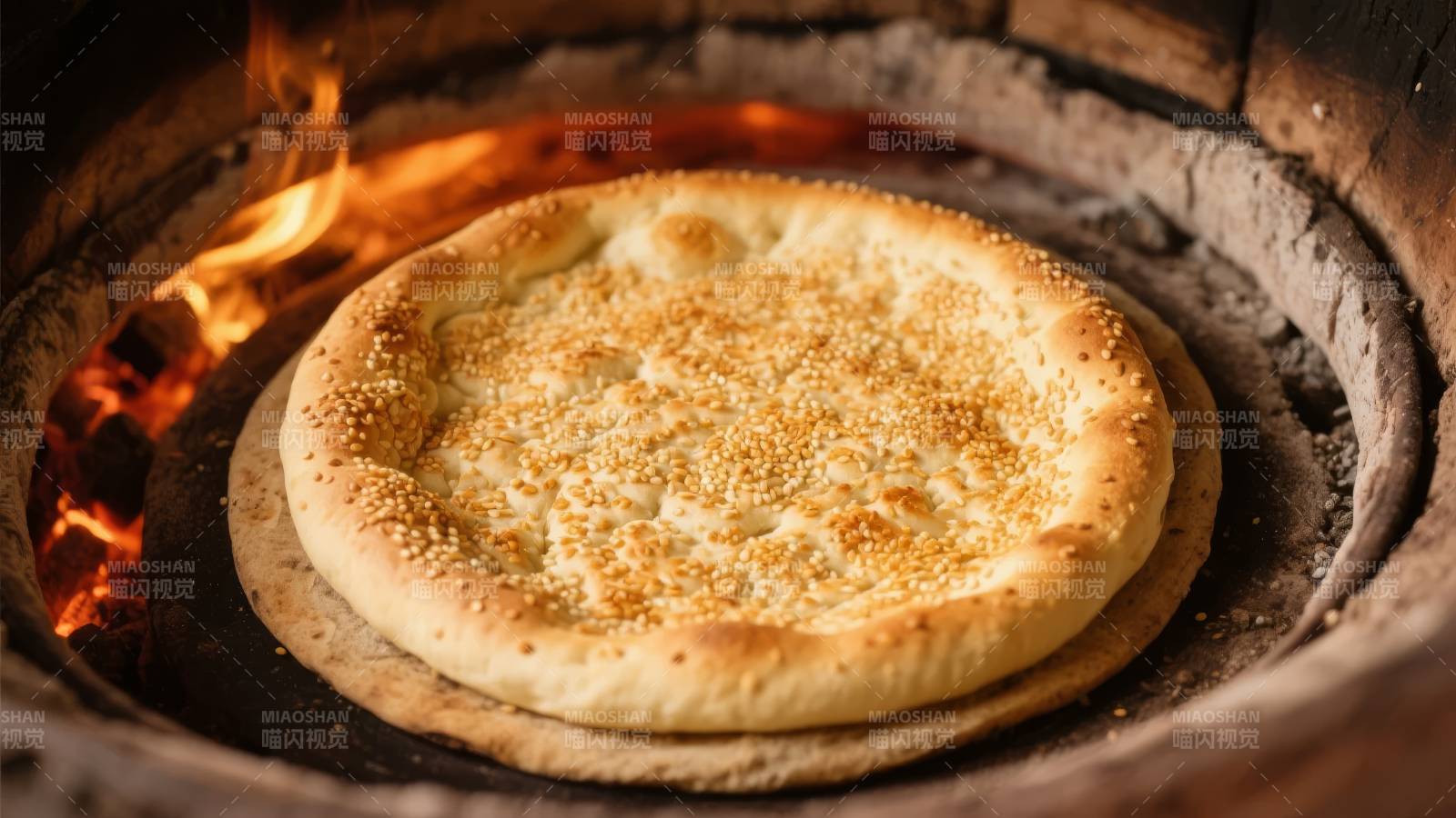 烤炉中的馕饼图片