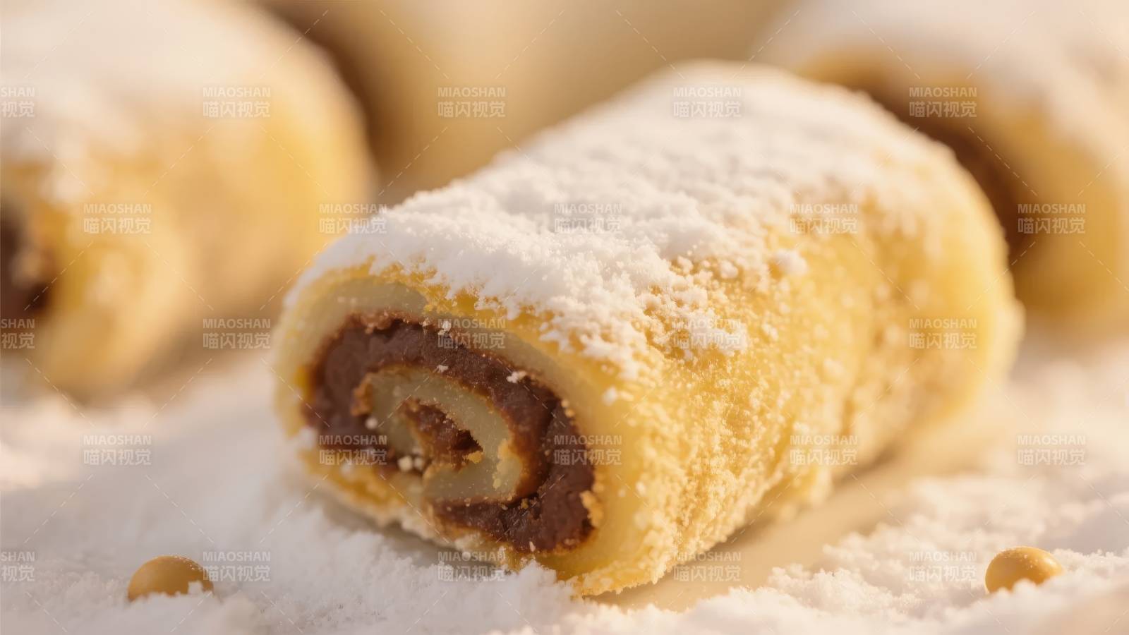 甜蜜卷饼 粉糖点缀图片
