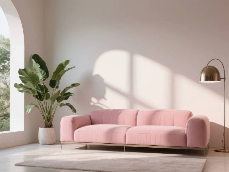 粉色沙发客厅布置图片