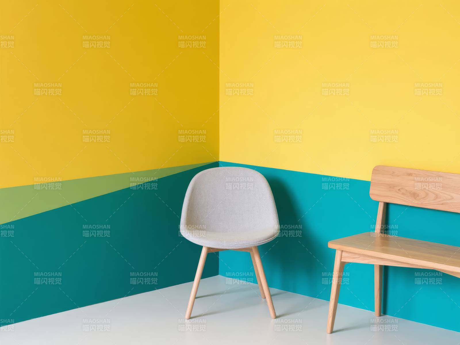 黄绿墙角椅凳图片