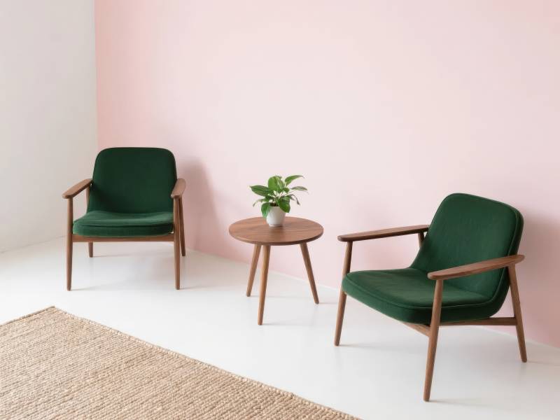 绿椅静谧角落图片