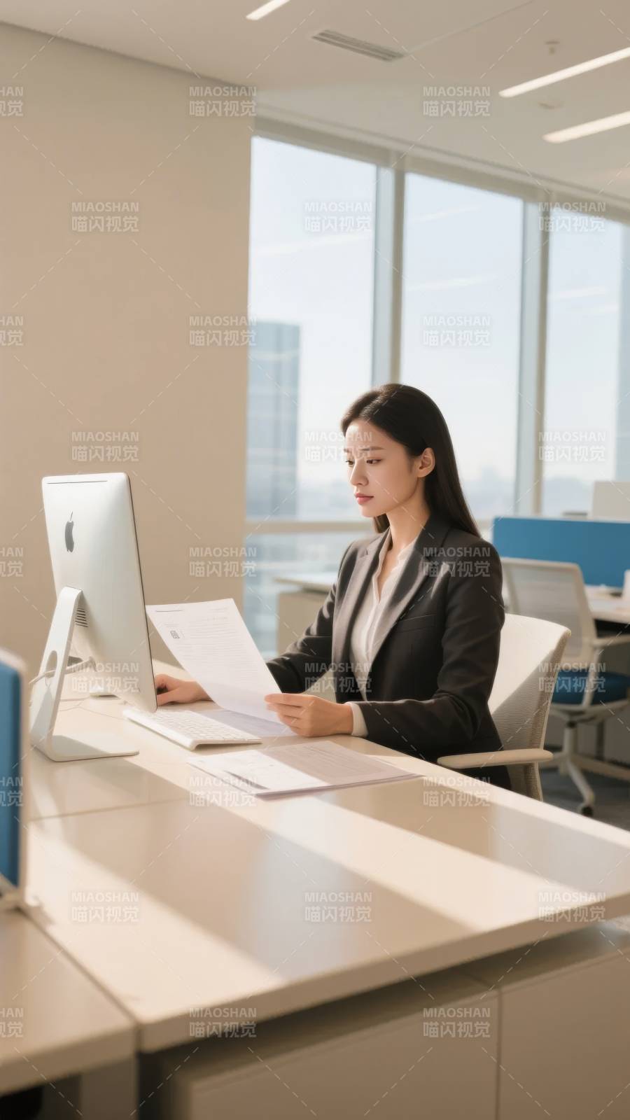 专注办公的职场女性图片