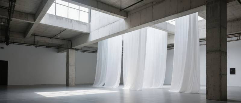 光影中的白色帷幕图片