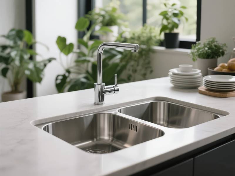 现代厨房水槽特写图片