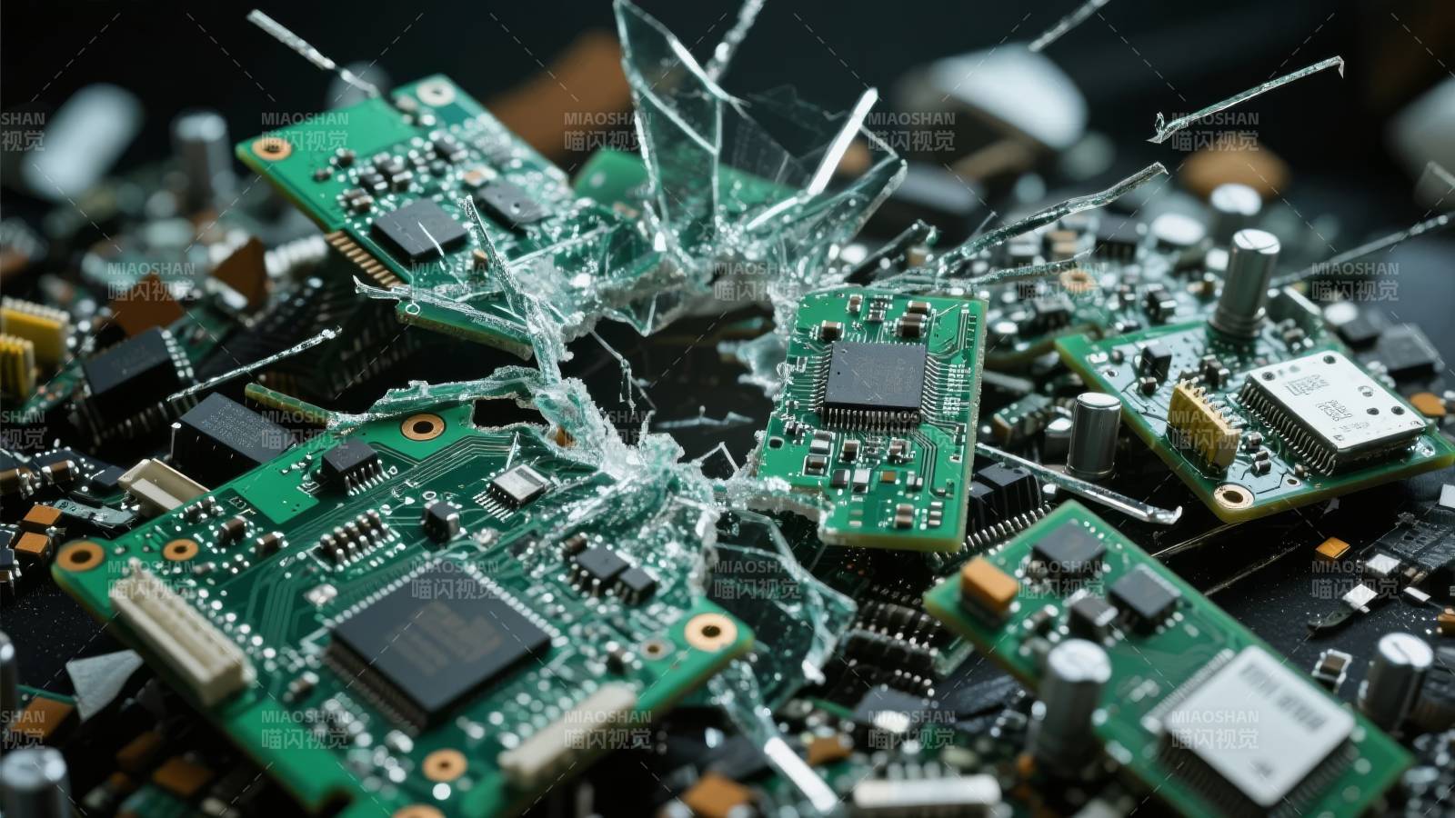 电路板破碎瞬间图片