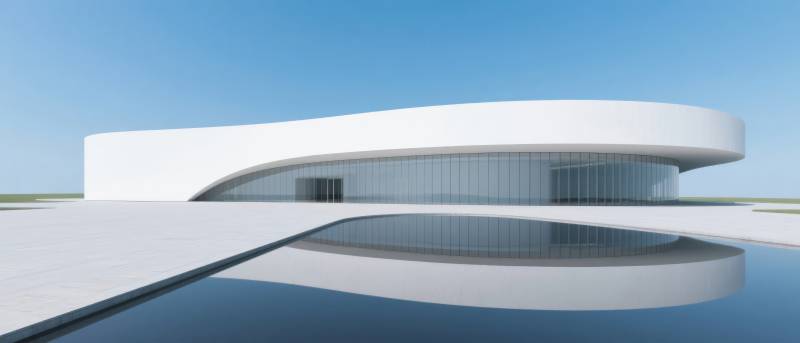 未来感建筑倒影图片