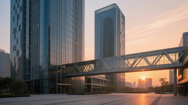 城市天际线日落图片