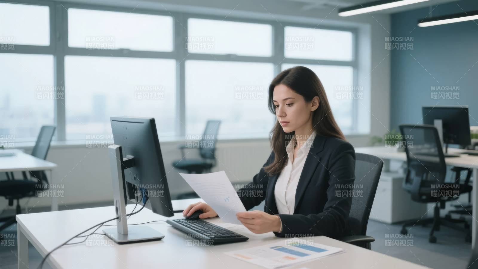 专注工作的职场女性图片