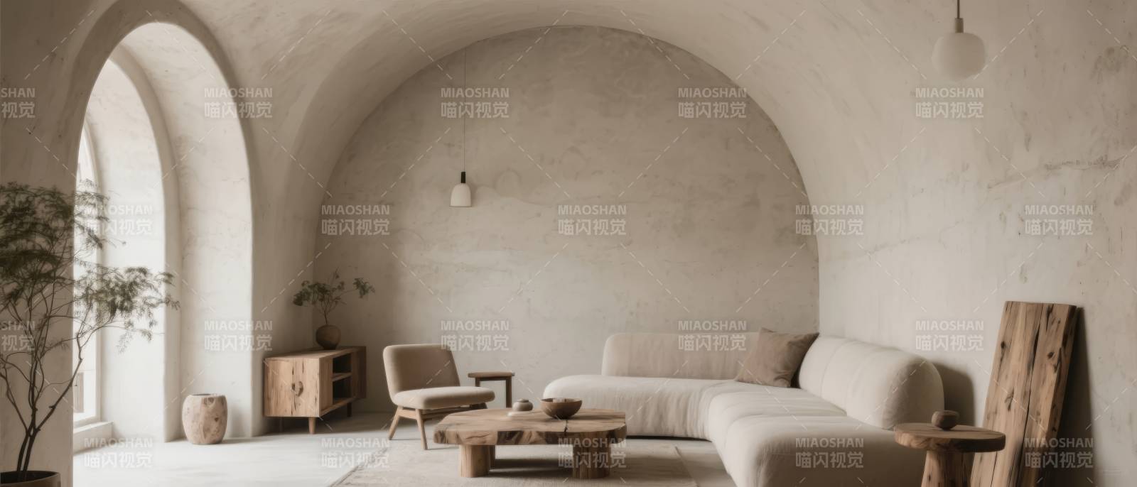 极简拱形客厅图片