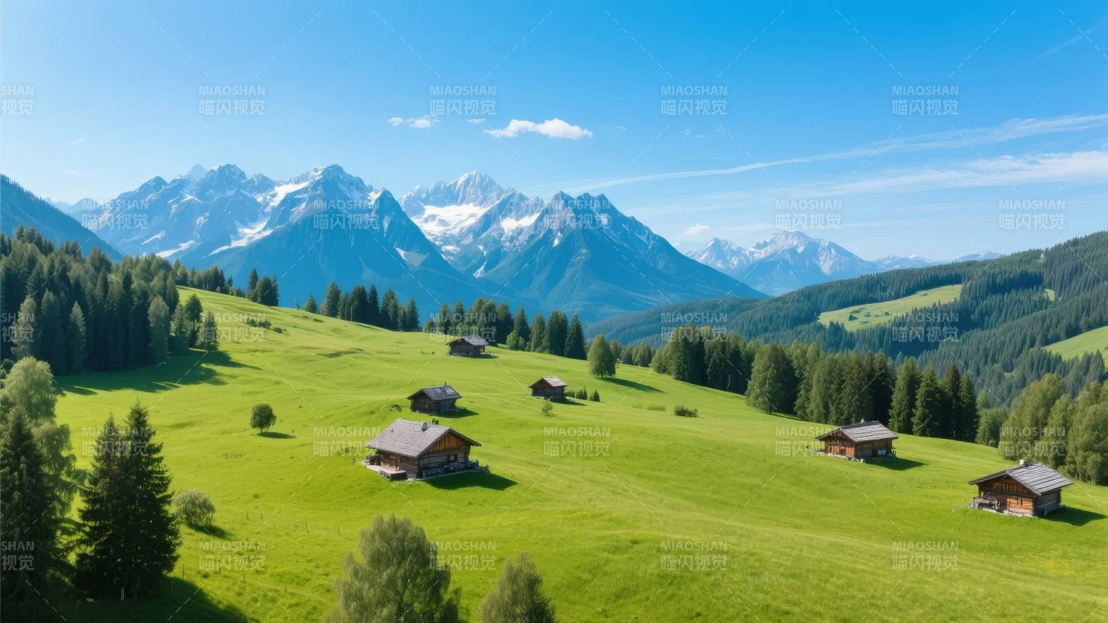 阿尔卑斯山间田园图片