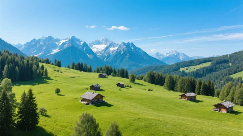 阿尔卑斯山间田园图片