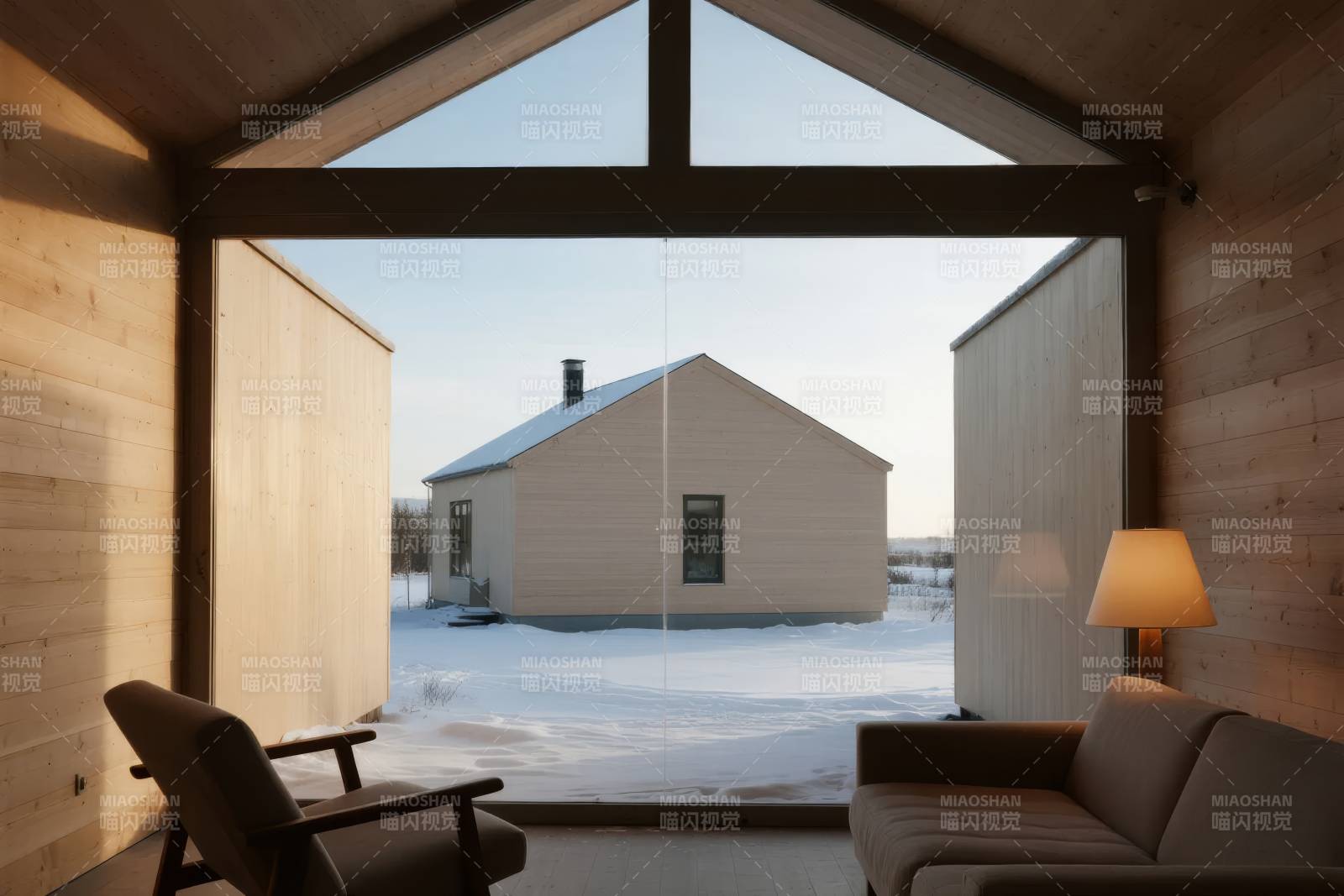 冬日木屋静谧景图片