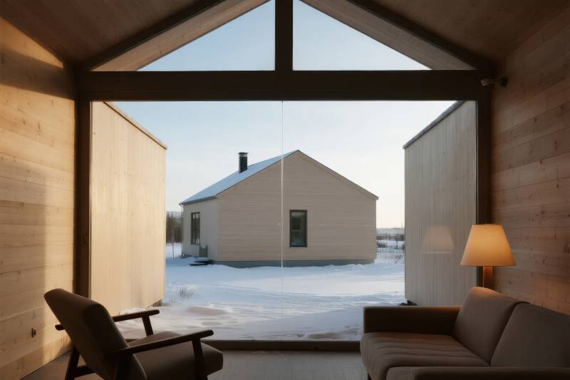 冬日木屋静谧景图片