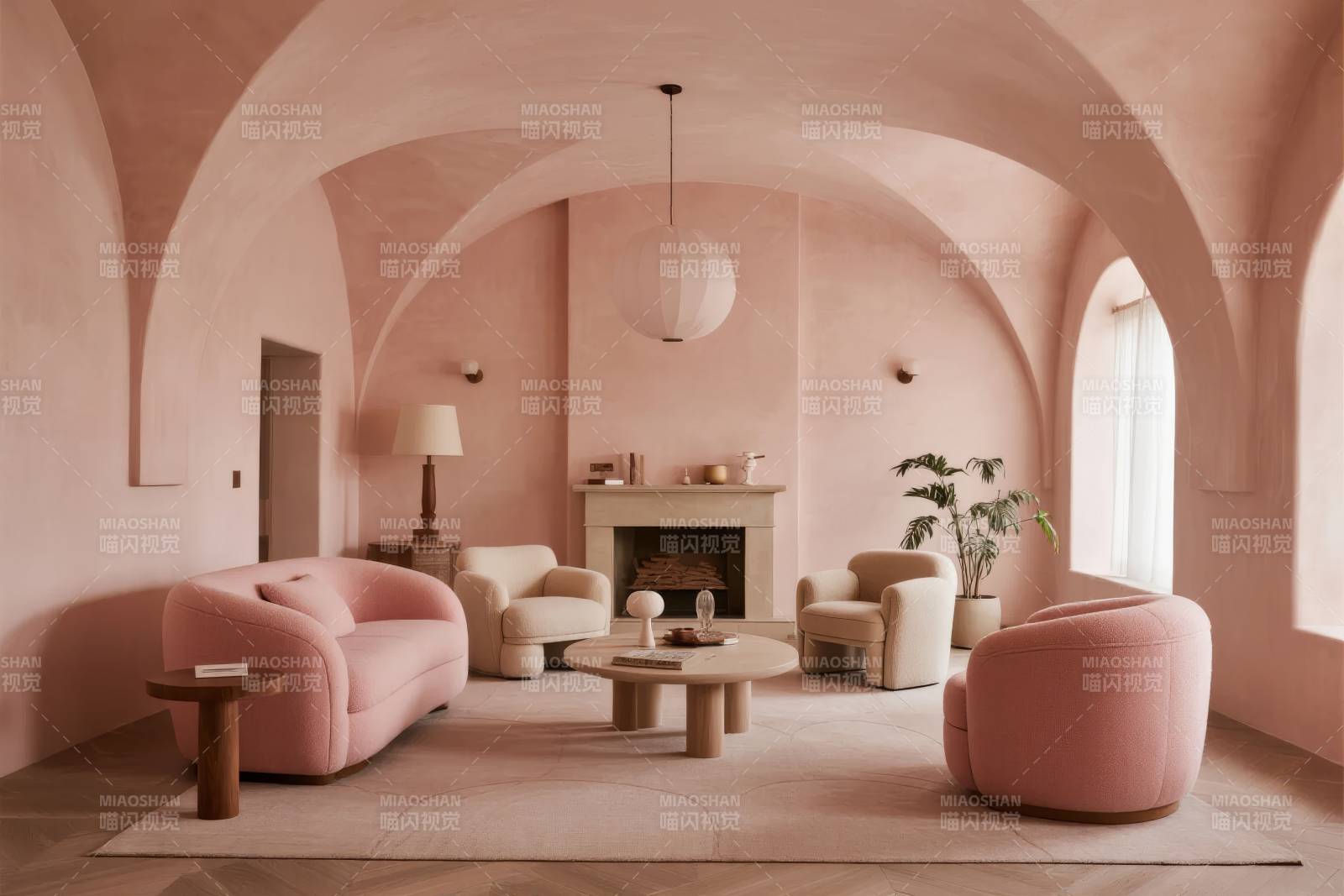 粉红拱顶客厅图片