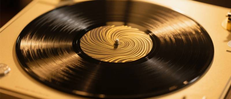 黑胶唱片旋转中图片