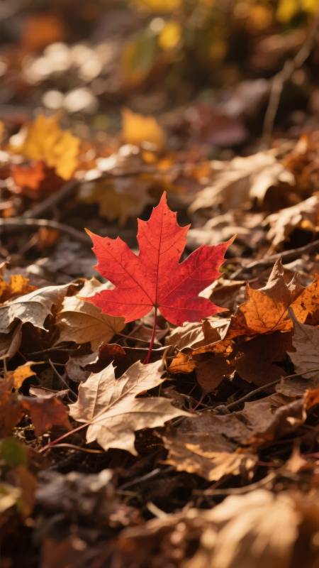 秋叶红枫静美图片