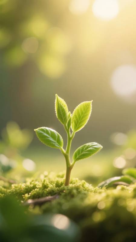 嫩芽破土迎晨光图片